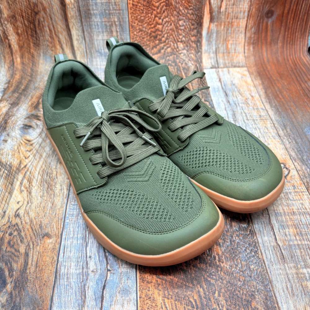 AIRHAS Mens‎ Barefoot Minimalist Sneakers Olive Green Gum Sole Size 11 Zero Drop